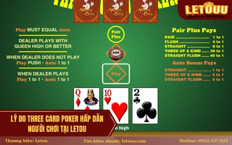 Lý do Three Card Poker hấp dẫn người chơi tại Letou